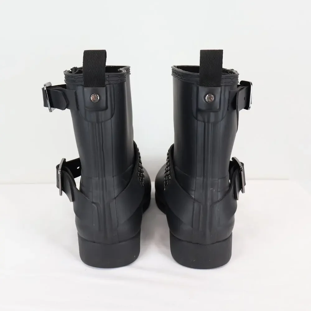 Hunter Boots Women's Refined Stud Biker Boot Black Size US 8